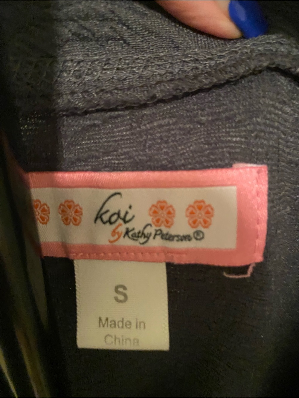 koi Navy gray V-Neck Button Front Textured Cardigan pockets size small - Picture 7 of 9
